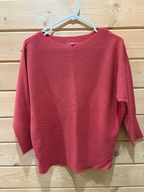 Milano Coral Red Textured Crewneck Sweater